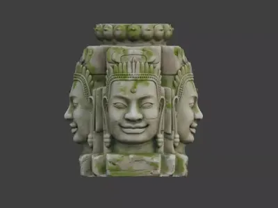 Stone Faces of Bayon Low-poly 3D model