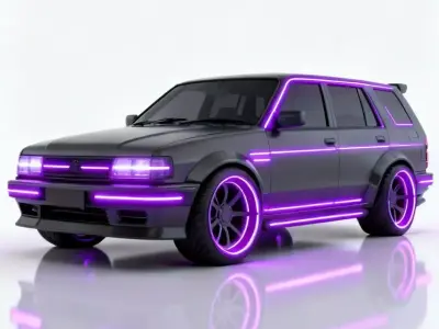 Cyberpunk Neon Street SUV 3D Model Low-poly 3D model