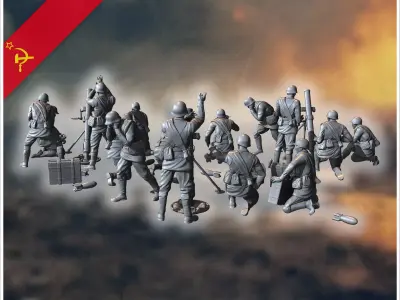 107mm M1938 Soviet heavy mortars squad with 15 crews 2 - Soviet  3D print model