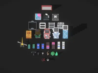 Lowpoly city set 3D model