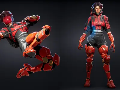 Cyberpunk Street Girl Character Low-poly 3D model