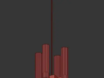 PASTIS 4 four light chandelier in brass with clear glass cyli... 3D model