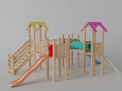 Wooden Playground Low-poly 3D model