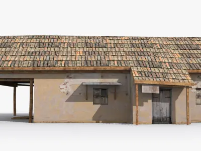 Slum v old building with tile roof Low-poly 3D model