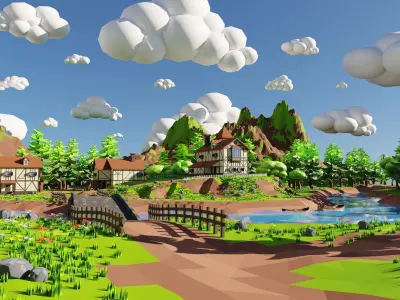 Isometric Small town 3D model