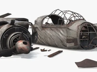  Twin Engine Bomber Wreckage Old 