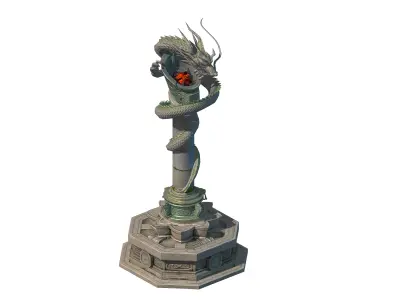 Dragon statue pillar game ready low poly Low-poly 3D model