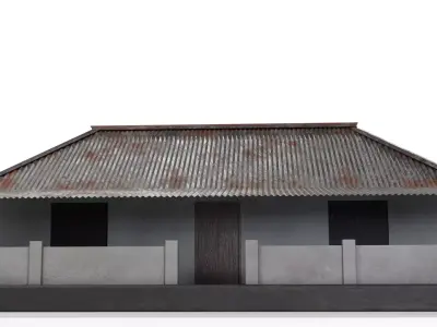 Traditional rural village mosque Low-poly 3D model