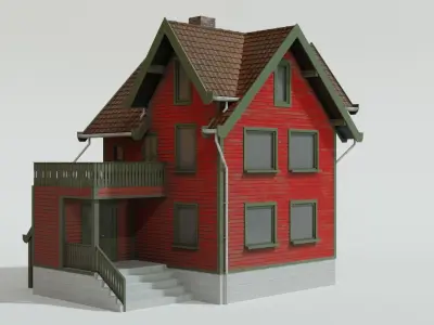 Scandinavian house Low-poly 3D model