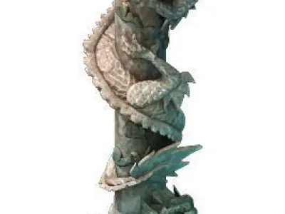 Game Model - Tombstone Dragon Shaped Pillar 01 3D model