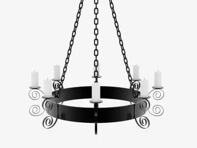 Medieval Chandelier with Candles 1 3D model