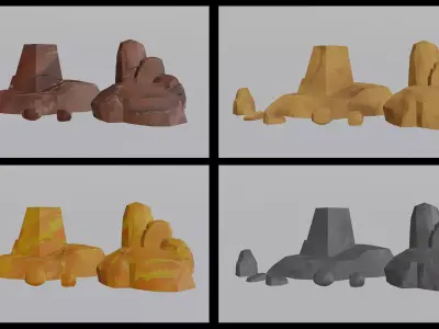 Stylized rocks Pack pbr Low-poly 3D model