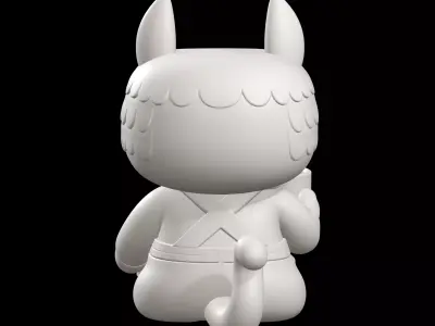 Labubu Chibi Scholar Figurine With Coffee Mug And Book 3D print model