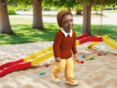  Little Black Boy Light Skin Autumn Clothes Rigged for Cinema 4D 