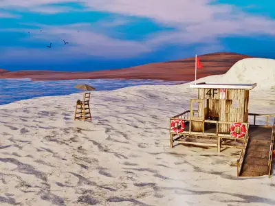 Lifeguard Cabin Low-poly 3D model