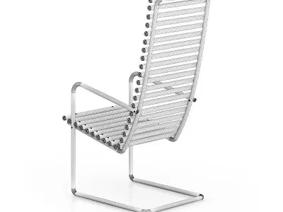 Wooden Chair with Metal Frame 3D model