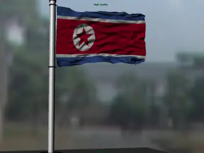Korea North Korea flag 3D model