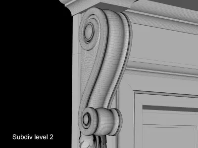 Classical window with pedestal and curved pediment 3D model