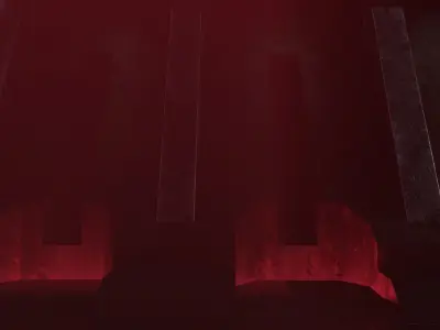3d Lowpoly Cyberpunk style big gate concept art Low-poly 3D model