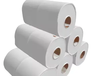 Industrial White Label Rolls Stack Low-poly 3D model