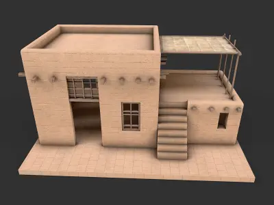 Old Egypt Desert Clay House Collection Low-poly 3D model