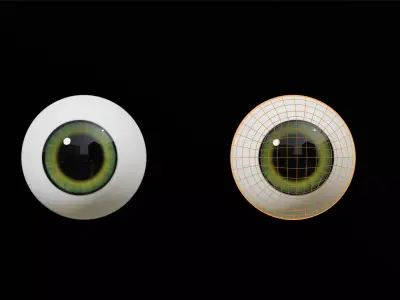 Cartoon Green Eyes Low-poly 3D model