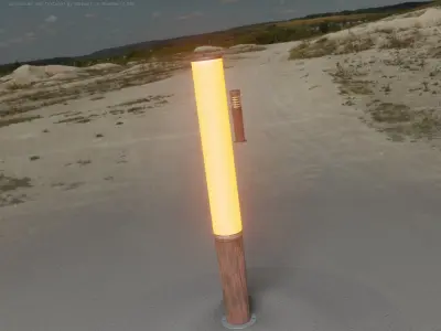 Low-Poly Street-Light Set-9 - Wood Light-Column 19 Low-poly 3D model