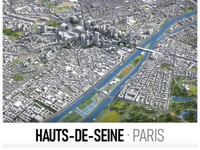 Paris - Hauts-de-Seine Low-poly 3D model