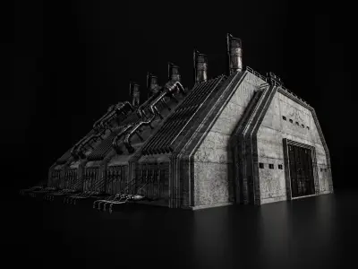 INDUSTRIAL SCIFI BUILDING 05 Low-poly 3D model