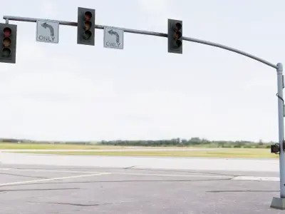 Urban Traffic Light Pole four pieces long and short Bundle 3D model