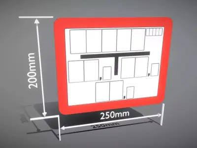 Hinweisschild Hydrant rot 200x250mm Low-poly 3D model