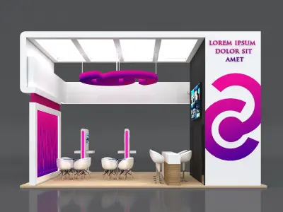 Exhibition Stand Booth Stall 8x5m Height 500cm 4 Side Open 3D model