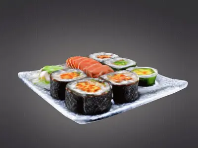 Sushi rolls plate 3D print model