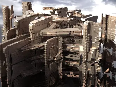 Sci fi Zulu library exterior temple 3D model