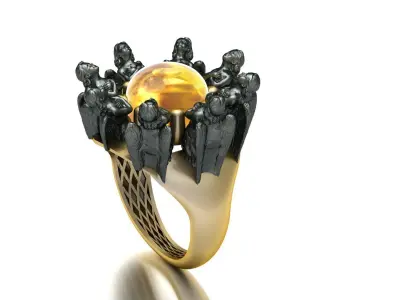 Angel Stone Ring 3D print model