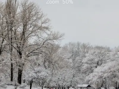 Panorama of the park with a lake and snow-covered trees - 45k 3D model