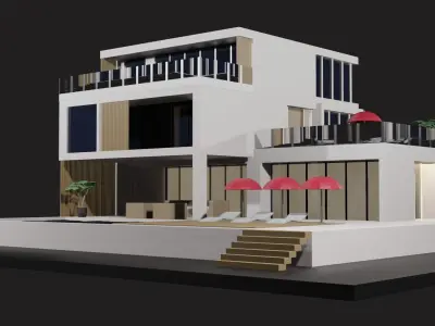 Low Poly Summer House  Low-poly 3D model