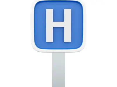 3d hospital road sign  cartoon icon 3D model