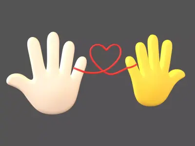 Hand with Red Line Icon v1 012 Low-poly 3D model