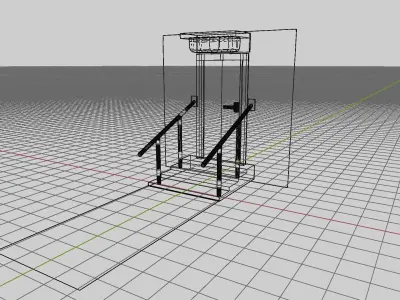 Natural Front Door with Steps and Rails Free low-poly 3D model