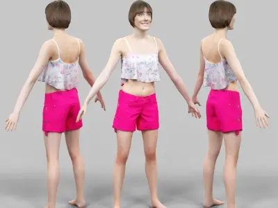 10 A-Pose Rig Ready Female Characters Low-poly 3D model