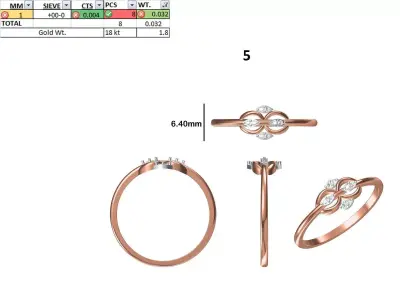 Women Light Weight Ring STL OBJ FBX JCD Details 3D print model 5