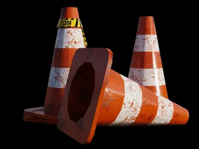 Lowpoly Traffic Cones Low-poly 3D model