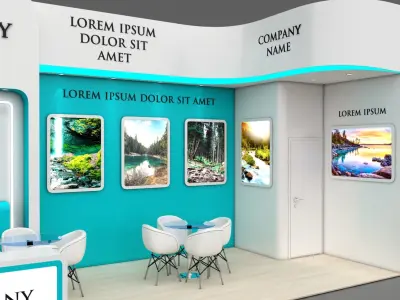 Booth Exhibition Stand Stall 7x3m Height 500 cm 2 Side Open 3D model