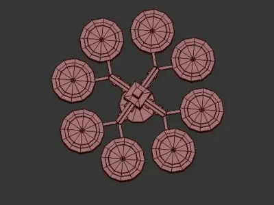 COSMIC modern brass chandelier with six lights 3D model