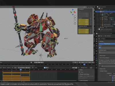 Red Dragon Mech 3D model