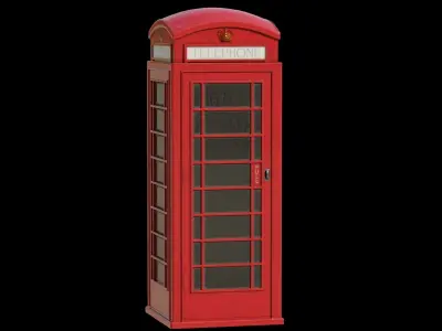 London red telephone booth Low-poly 3D model