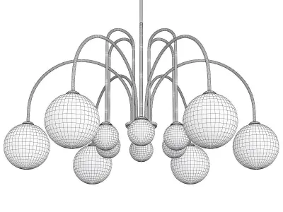 Modern Simplicity Round Chandelier Milk Glass Hanging  Low-poly 3D model
