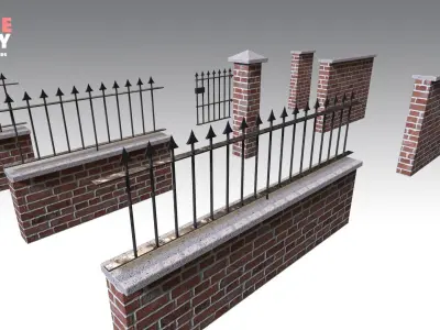Brick Wall Pack PBR - Modular - Version 5 -  Low-poly 3D model