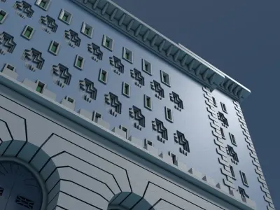 Reichsbahn Berlin Castle Plaster Blue Low-poly 3D model